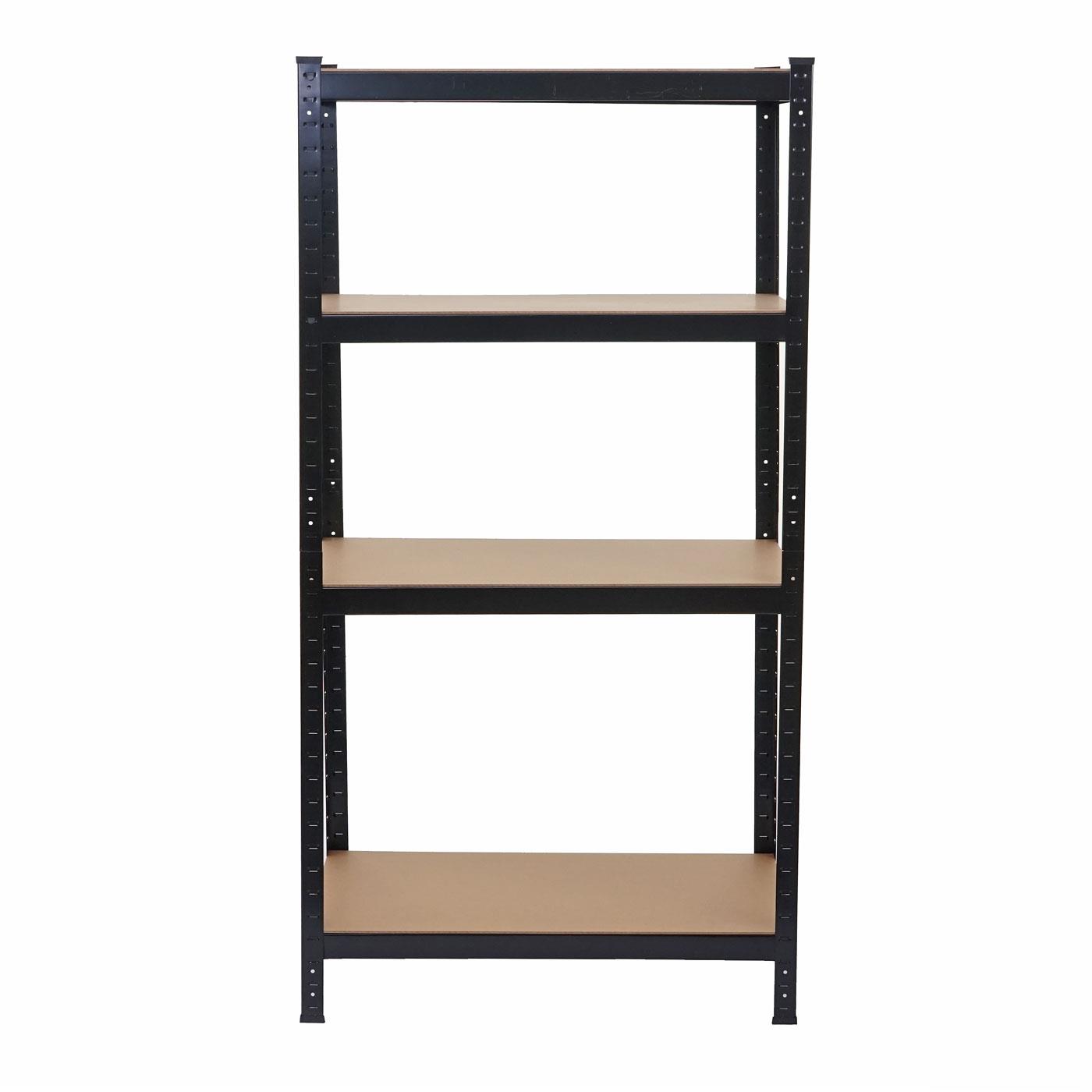 Lotto da 2 Scaffali Metallici ASHER, 40x80x160cm, 4 Ripiani, Nero