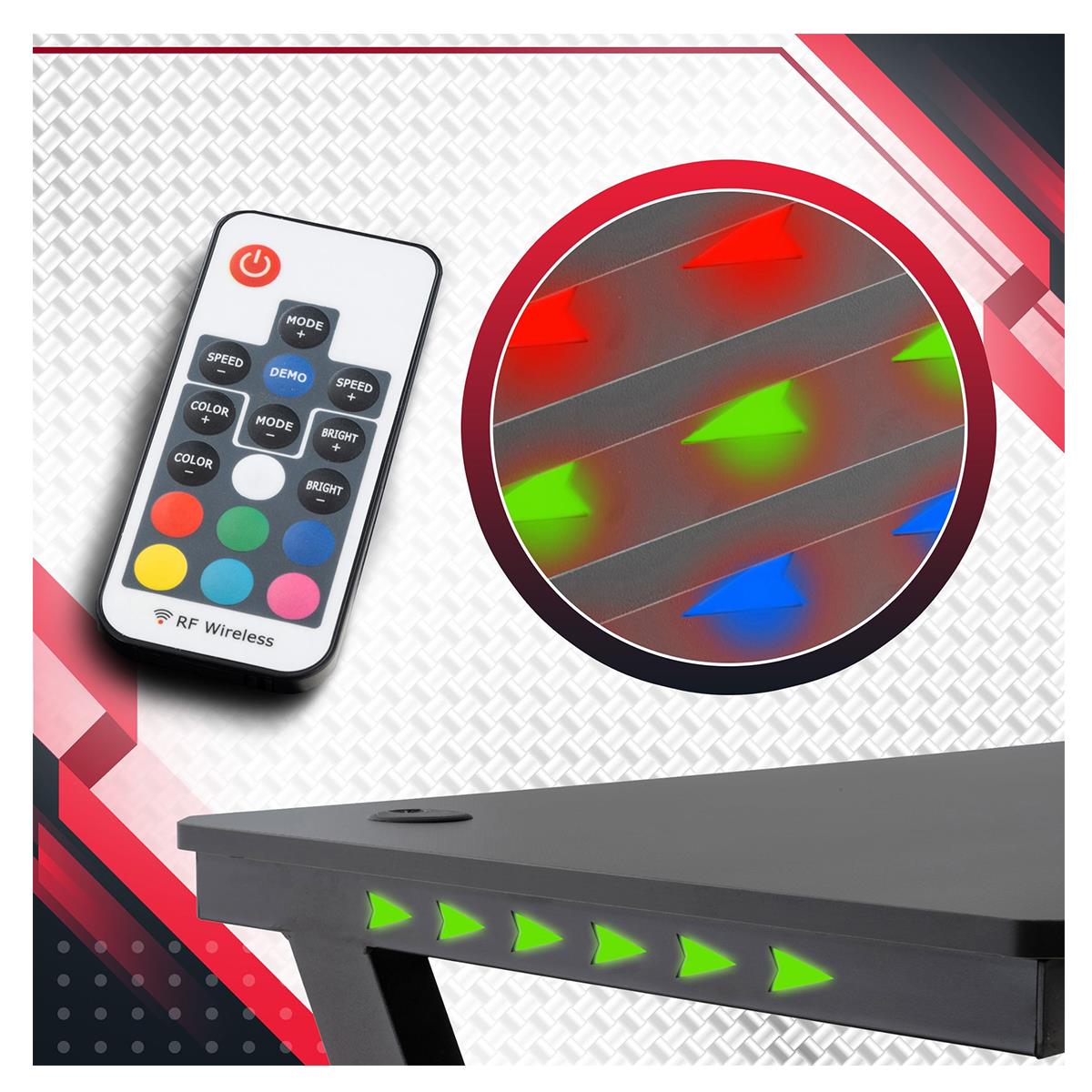 Scrivania Gaming per PC con LED Multicolore Design Ergonomico Nero