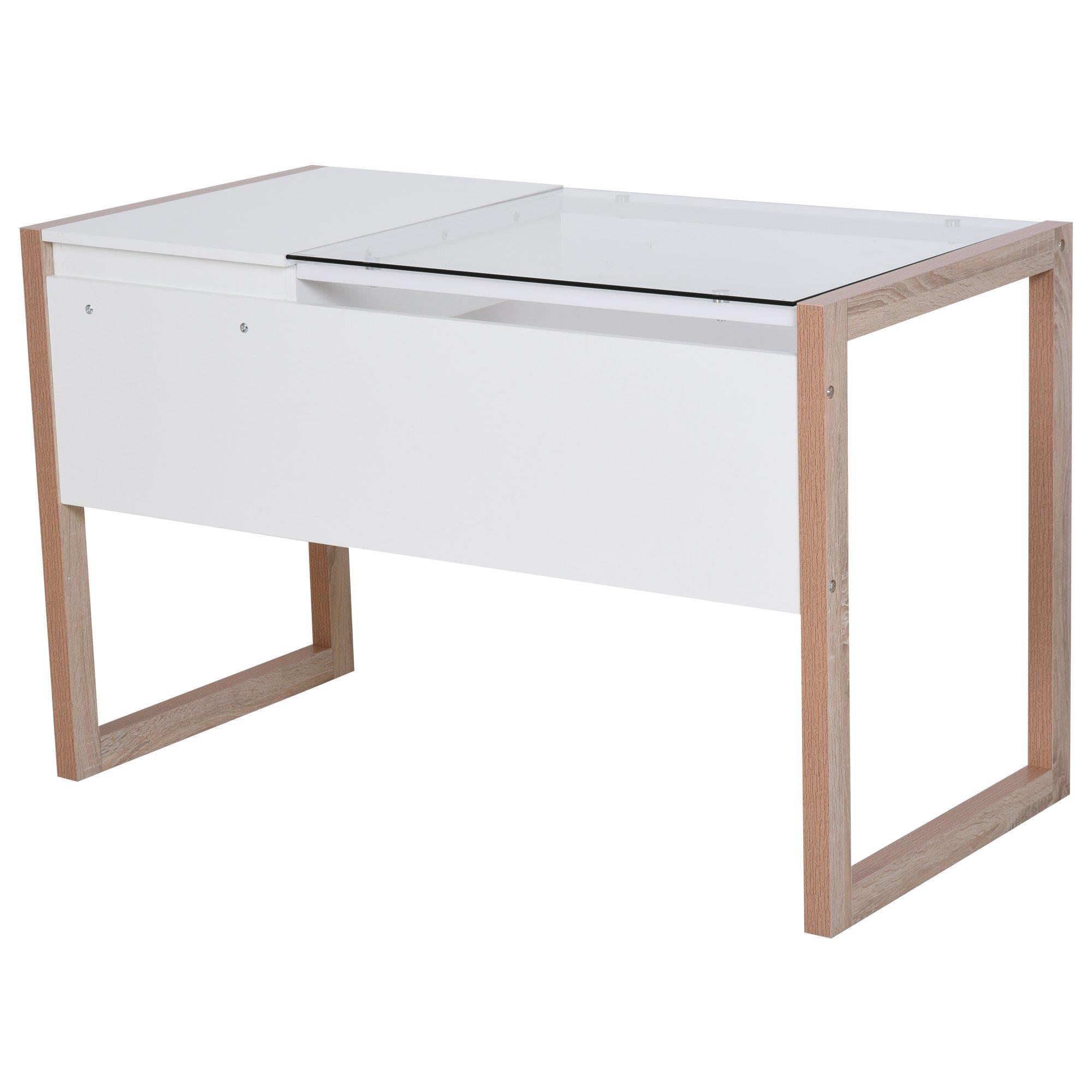 Tavolo per PC DINA, 120x60x75cm, Telaio in Metallo Nero, Piano in Legno  Bianco